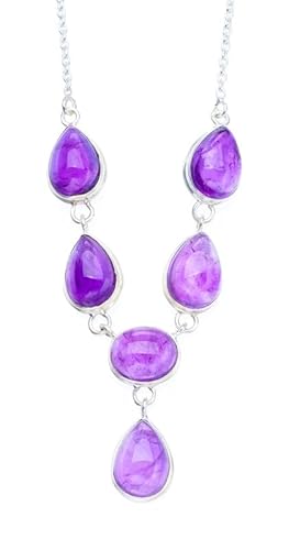 StarGems Natürlich Amethyst Handmade 925 Sterling Silver Halskette 18 1/2" F6790 von StarGems