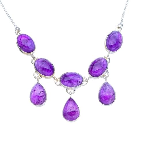 StarGems Natürlich Amethyst Handmade 925 Sterling Silver Halskette 19" F6793 von StarGems