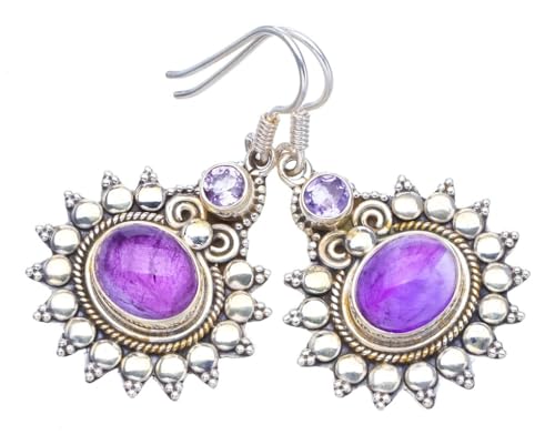 StarGems Natürlich Amethyst Handmade 925 Sterling Silver Ohrringe 1 1/2" F6764 von StarGems