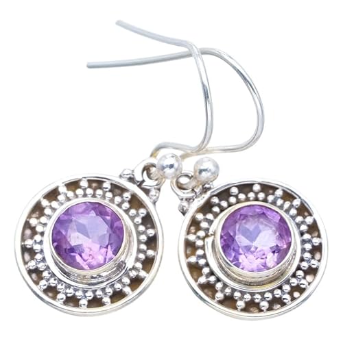 StarGems Natürlich Amethyst Handmade 925 Sterling Silver Ohrringe 1" F6719 von StarGems