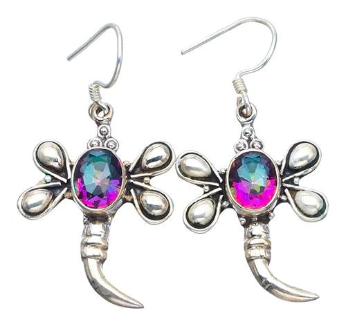 StarGems Natürlich Mystischer Topas&Schmetterling Handmade 925 Sterling Silver Ohrringe 1 1/2" F6655 von StarGems