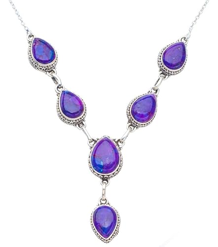 StarGems Natürlich Türkis Handmade 925 Sterling Silver Halskette 19" F6796 von StarGems