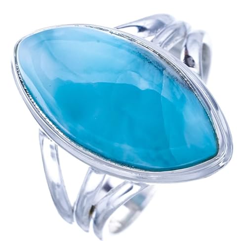 StarGems Natural Larimar Handgefertigter Ring aus 925er Sterlingsilber 52 (16.8) F0858 von StarGems