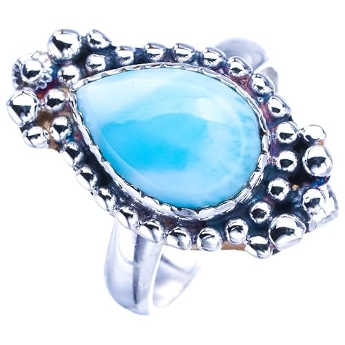 StarGems Natural Larimar Handgefertigter Ring aus 925er Sterlingsilber 54 (17.3) F0238 von StarGems