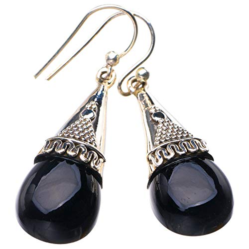 StarGems Schwarze Onyx Handgefertigte 925 Sterling Silber Ohrringe 3.81 cm E1854 von StarGems