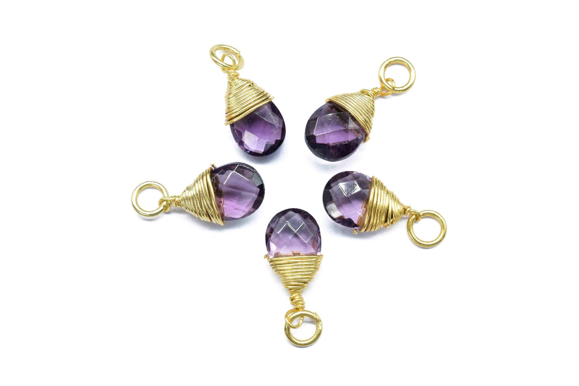 Amethyst Facettierte Verbinder, Loop Connector, Pear Pendant Schmuck, Lila Edelstein Wire Wrapped Anhänger, Wire Halskette, Amethyst Schmuck von StarGemsIN