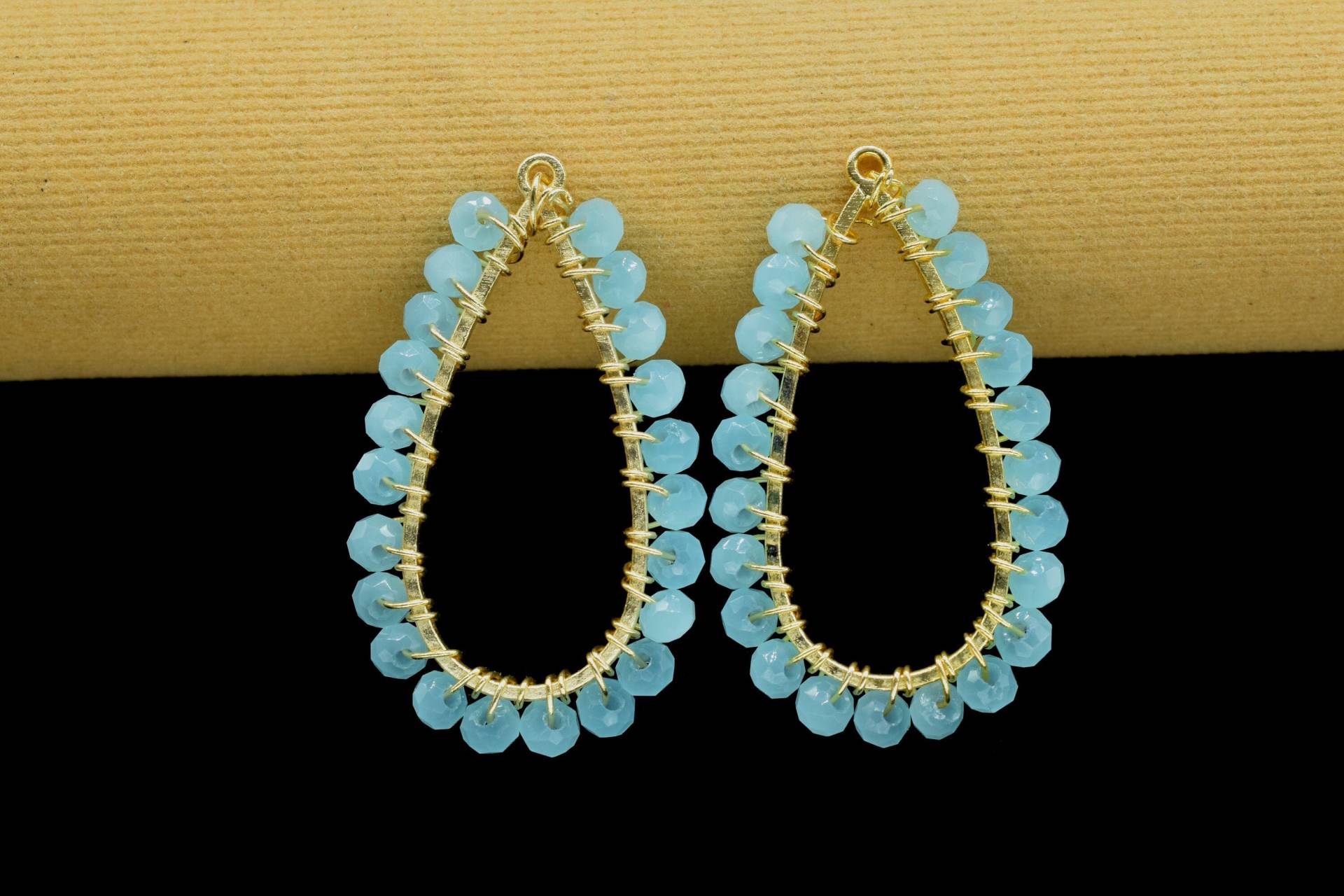 Aqua Chalcedon Edelstein-Ohrring-Komponenten, -Handgemachte Ohrringe, Baumeln Ohrring-Komponenten -Befund-Ohrring-Komponenten - Verbinder Schmuck von StarGemsIN