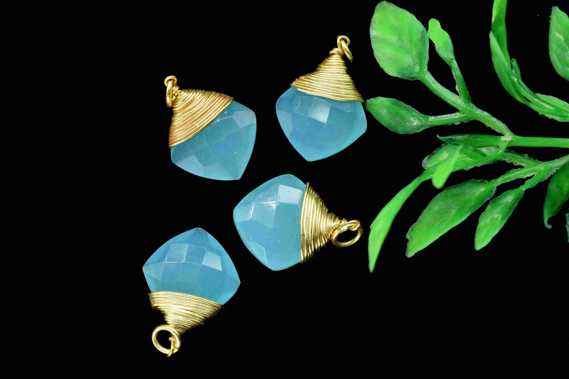 Aqua Chalcedon Quadrat Facettierten Verbinder, Edelstein Draht Gewickelt Anhänger, Loop Connector, Anhänger Schmuck, Draht Halskette, Aqua Schmuck von StarGemsIN