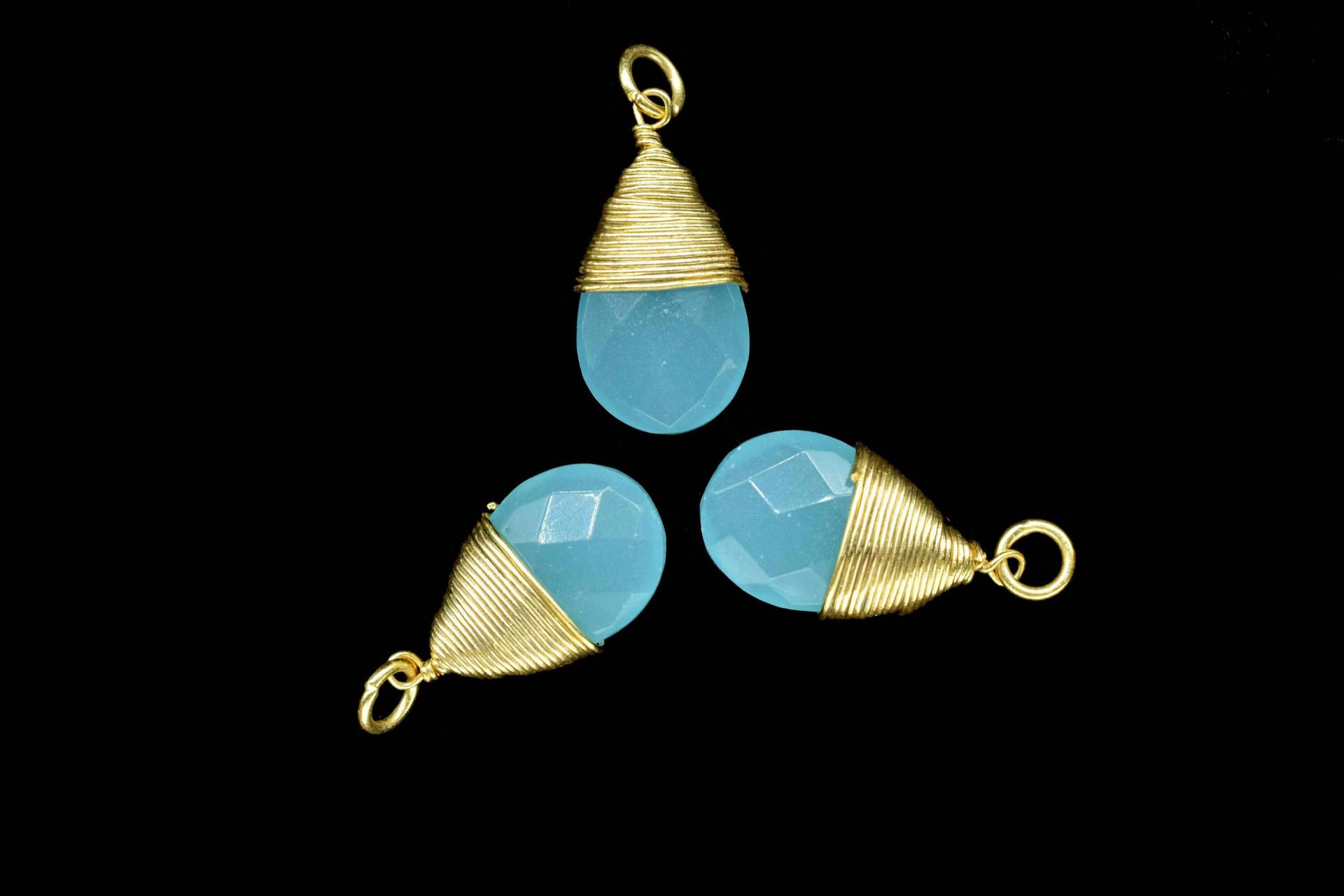 Aqua Chalcedon Teardrop Facettierter Verbinder, Edelstein Draht Gewickelt Anhänger, Loop Connector, Anhänger Schmuck, Draht Halskette, Aqua Schmuck von StarGemsIN