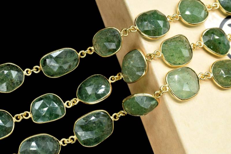 Grüne Erdbeere Connector Kette, Edelstein Lünette Grüne Frei Form Station Handgemachte Anschlüsse, Schmuck von StarGemsIN