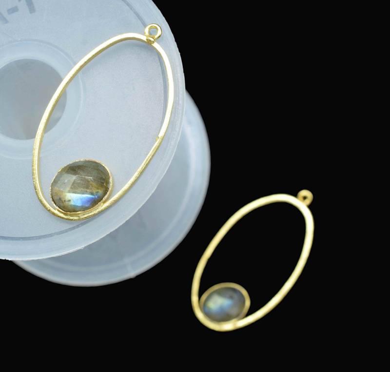 Labradorit Edelstein Komponente Ovale Form Einzelschlaufe Anhänger, Stecker Suche Nach Vergoldeten Stecker, Schmuck von StarGemsIN