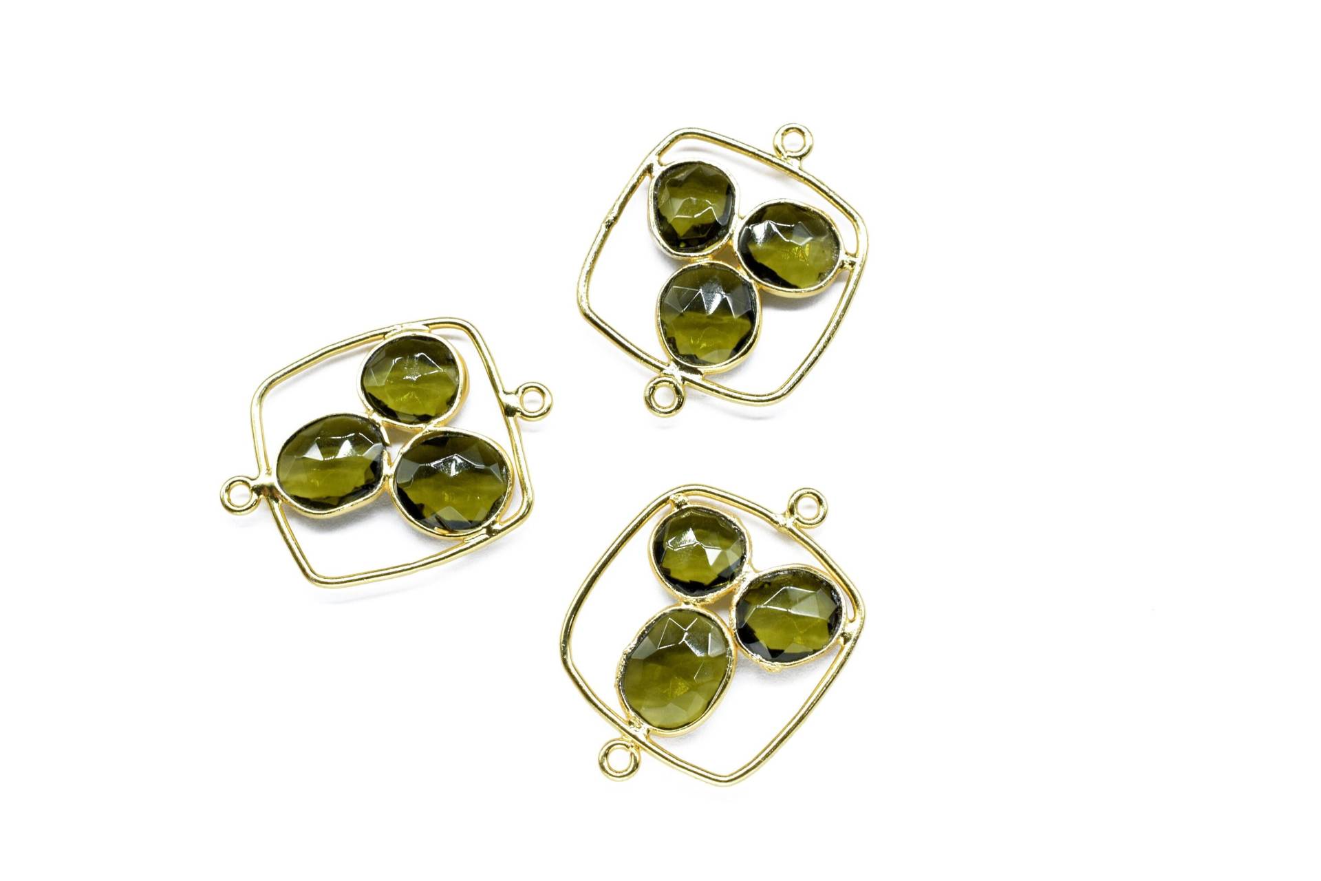 Peridot Quarz Anhänger, Grüner Edelstein Doppelschlaufe Verbinder, Handgemachter Schmuck, Finden Quadrat Halskette, Peridot Schmuckherstellung von StarGemsIN