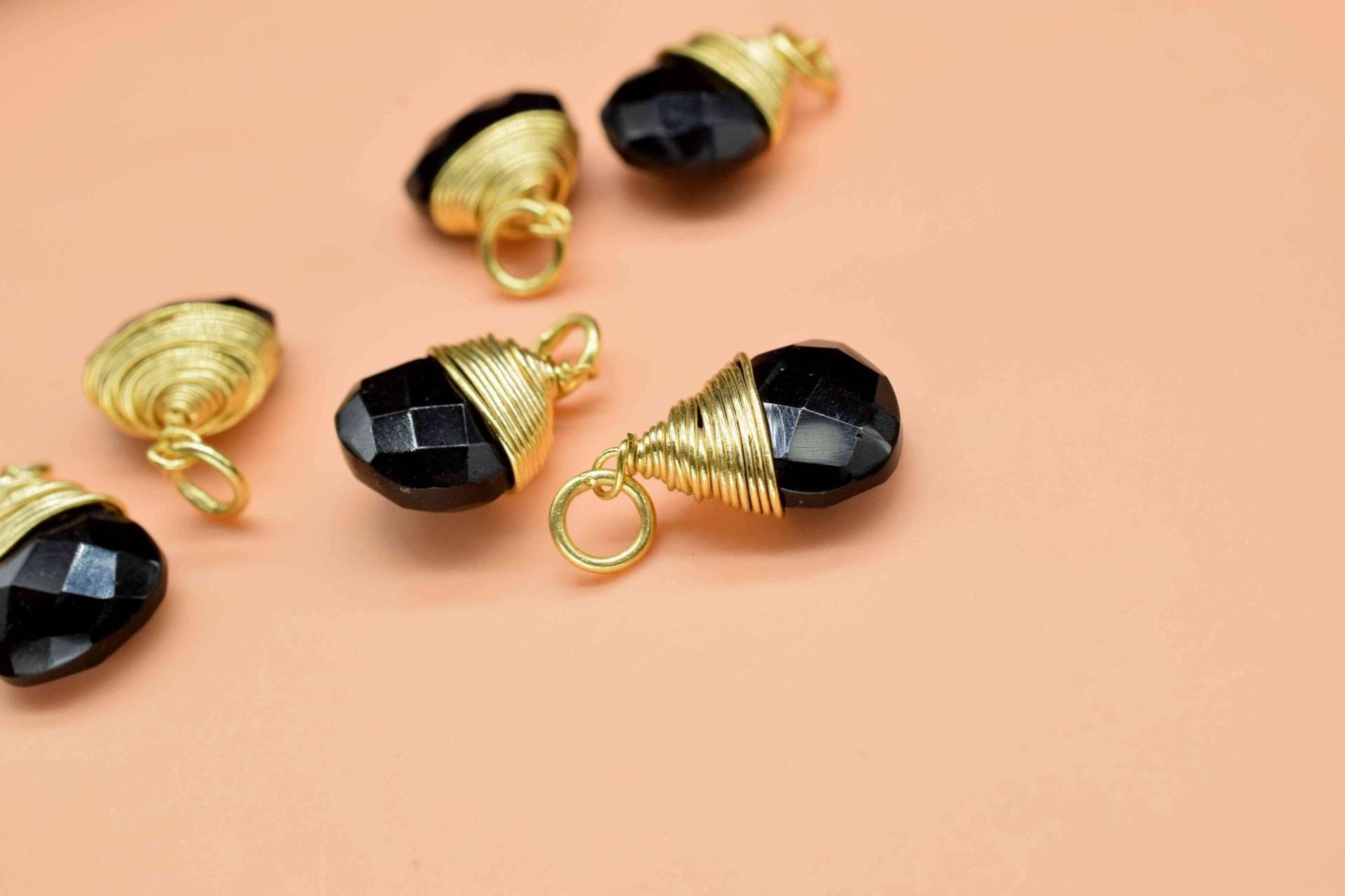 Schwarz Onyx 10mm Herz Stecker, Draht Gewickelt Natürliche Edelstein Form Anhänger, Halskette, Schmuck von StarGemsIN