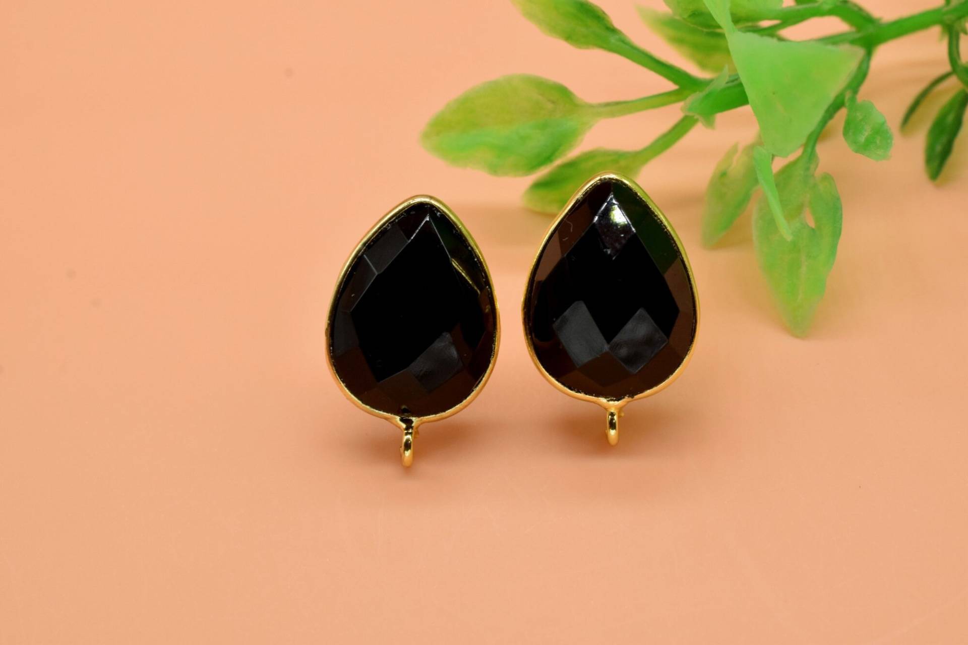 Schwarzer Onyx-Ohrring-Verbinder, Onyx-Verbinder, Schmuckherstellung, Ohrstecker-Verbinder, Ohrringzubehör, Onyx-Ohrstecker, Onyx-Schmuck von StarGemsIN