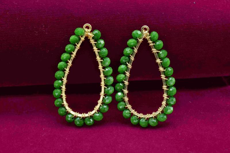 Smaragdquarz Wire Wrapped Ohrring, Edelsteinkomponente, Handgefertigter Verbinder, Ohrringkomponente, Finde Ohrringkomponente, Smaragd Schmuck von StarGemsIN