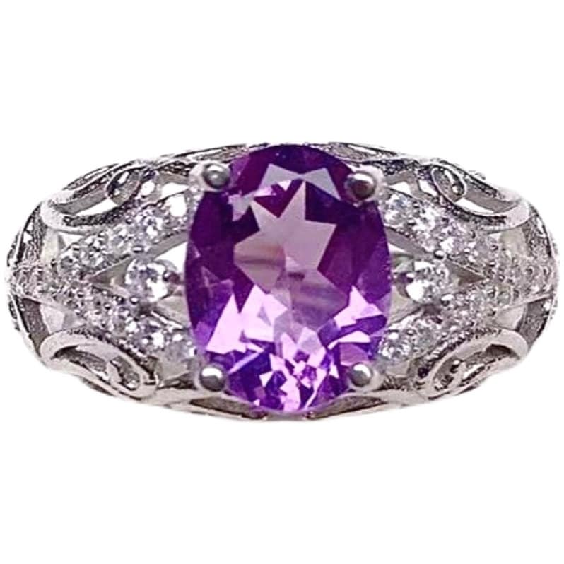 Ausverkauf Natürlicher Lila Amethyst Ring, S925 Sterling Silber, Februar Geburtsstein, Handgemachtes Verlobungsgeschenk Für Frauen Sie von StarJewelryArt