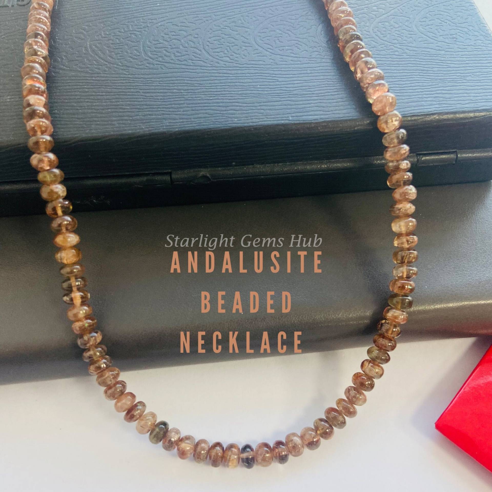 Beste Hochwertige Andalusit Perlen Halskette-5, 5mm-6mm Glatt Rondell Edelstein Schmuck-Unisex Schmuck-Heilende Energie Kraft Stein Halskette Beste Hochwertige Andalusit Perlen Halskette-5, 5mm-6mm Glatt Rondell Edelstein Schmuck-Unisex Schmuck-Heilende Energie Kraft Stein Halskette von StarLightGemsHub