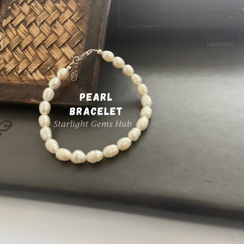 Perlenarmband Natürliche Süßwasserperle Perlen Armband-8 X 6 Mm Perle Edelstein Schmuck Juni Birthstone Geschenk Für Sie von StarLightGemsHub