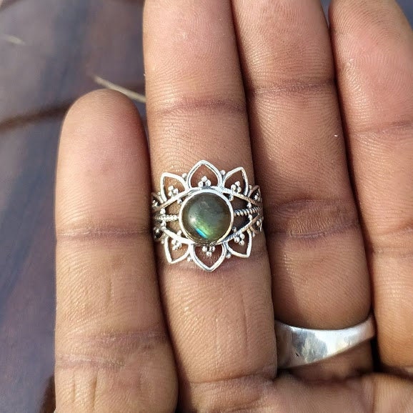 Echte Labradorit Ring-Labradorit Silber Statement Boho Ring-Edelstein Ring-Geschenk Ring von StarMagicJewelry