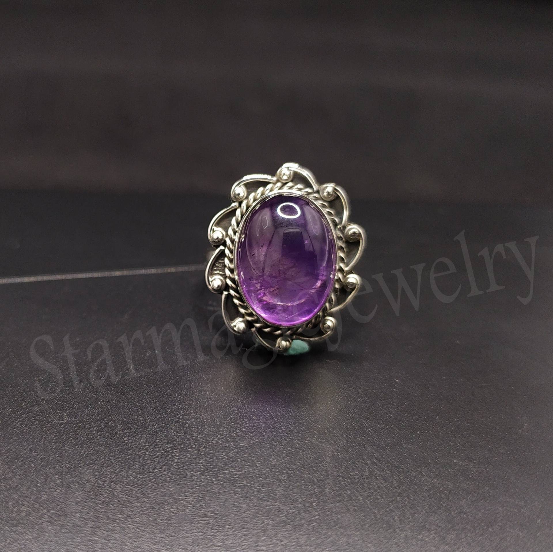 Natürlicher Amethyst Ring, Silberring, Ring Für Frauen, Boho Hippie Lila Stein Roh von StarMagicJewelry