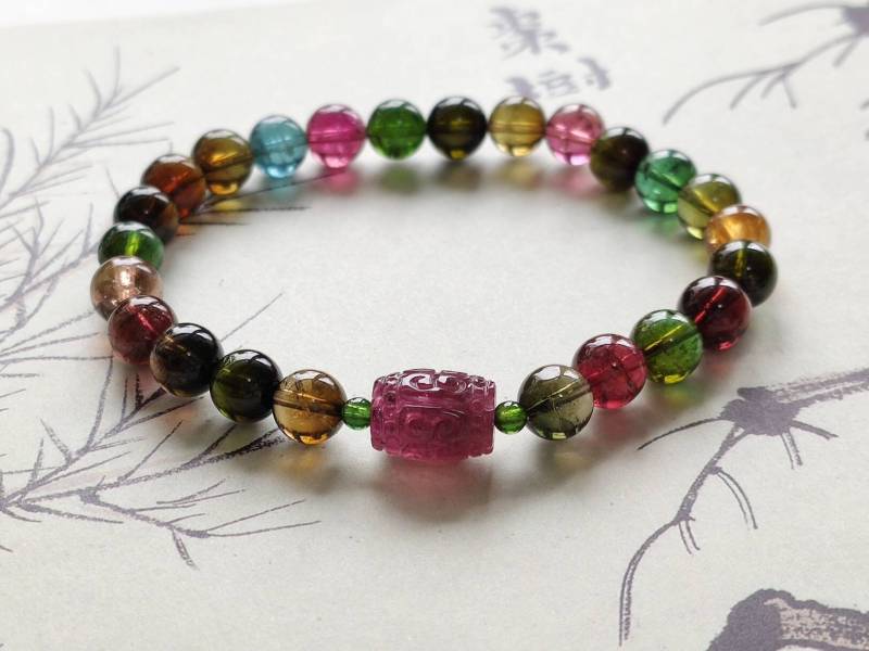 Natur Turmalin Armband 7, 6 Mm Perlen Mit Huiwen Natur Turmalin Armband 7, 6 Mm Perlen Mit Huiwen von StarMieGems