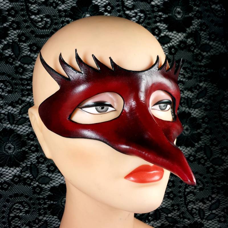 Handgefertigte Rot/Schwarze Leder Maske - Zanni Handgefertigte Rot/Schwarze Leder Maske - Zanni von StarSightMasks