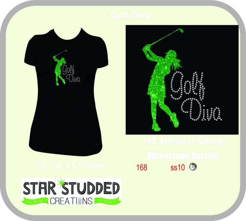 Golf Diva Strass Shirt Spass Auf Dem Platz Diva, Karo Und Golf, Perfekt Für Golf-Turniere von StarStuddedCreate