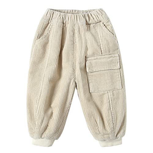 StarTreene Baby Winterhose Jungen Mädchen Cordhose gefüttert Lange Hose mit Elastischem Bund Kleinkind Jogginghose mit Taschen Warme Freizeithose Pants von StarTreene