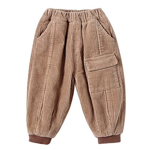 StarTreene Baby Winterhose Jungen Mädchen Cordhose gefüttert Lange Hose mit Elastischem Bund Kleinkind Jogginghose mit Taschen Warme Freizeithose Pants von StarTreene