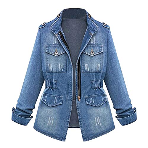 StarTreene Damen Jeansjacke Baumwolle Langarm Denim Jacke Coat Brusttaschen Casual Tailliert Skinny Vintage von StarTreene