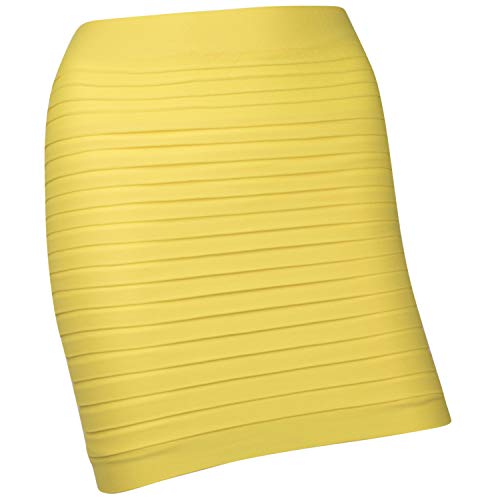 StarTreene Damen Minirock-Nierenwärmer-Bandeau Stretch Wickelrock Kurz Unterrock Oberteilverlängerung Multifunktion Einheitgröße gelb von StarTreene