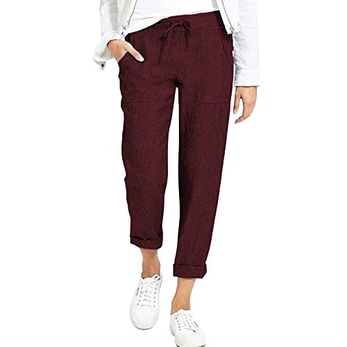 StarTreene Sommer Damen Hose Lang Freizeithosen Lose Leichte Jogginghose Sommerhose Weich 7/8 Strectch Leinenhose mit Kordelzug Alltag StarTreene Sommer Damen Hose Lang Freizeithosen Lose Leichte Jogginghose Sommerhose Weich 7/8 Strectch Leinenhose mit Kordelzug Alltag von StarTreene