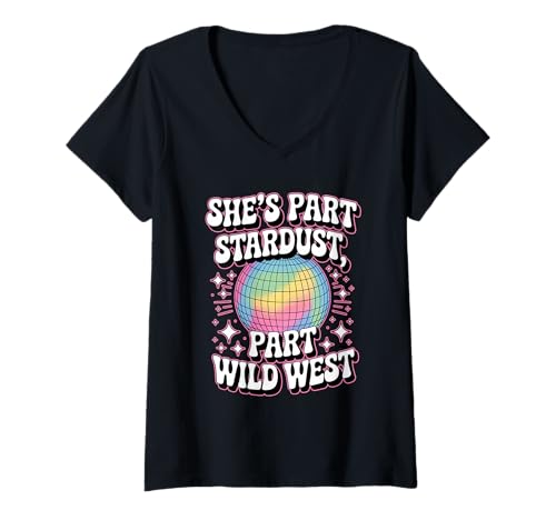 Damen Stardust Wild West Disco Western, Retro, feminin, galaktisch T-Shirt mit V-Ausschnitt von StarWest