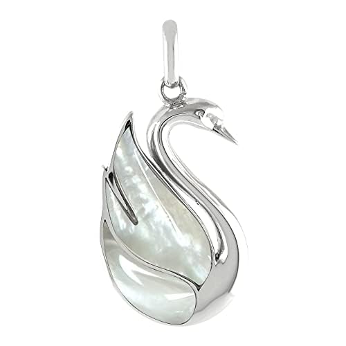 Starborn Perlmutt eleganter Schwan Anhänger in 925 Sterling SIlber von Starborn