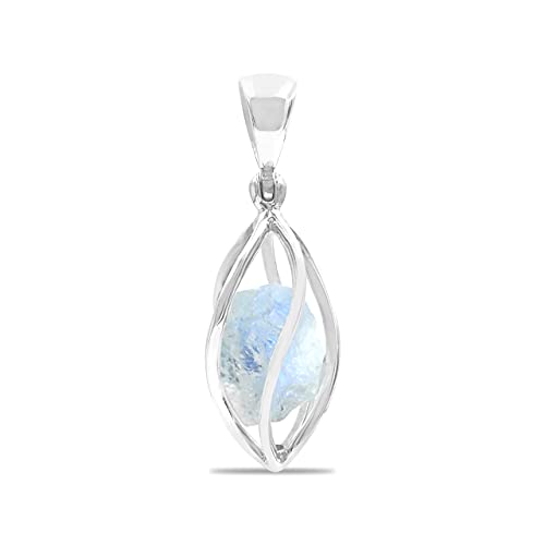 Starborn Regenbogen Mondstein 4 bis 7 Karat Kristall in Sterling Silber Käfig Anhänger von Starborn