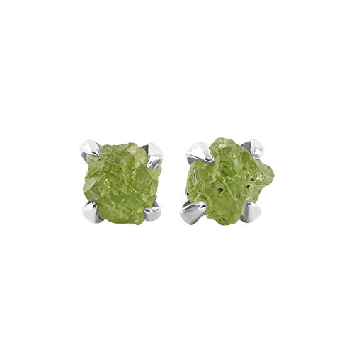 Starborn Roh Peridot Olivin Edelstein Ohrstecker 925 Sterling Silber von Starborn