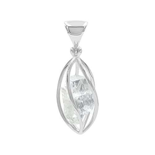 Starborn Roher Petalit Kristall in Sterling Silber Spiralkäfig Anhänger Starborn Roher Petalit Kristall in Sterling Silber Spiralkäfig Anhänger von Starborn