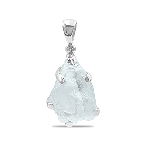 Starborn roher Aquamarin Kristall Anhänger in Sterling Silber von Starborn