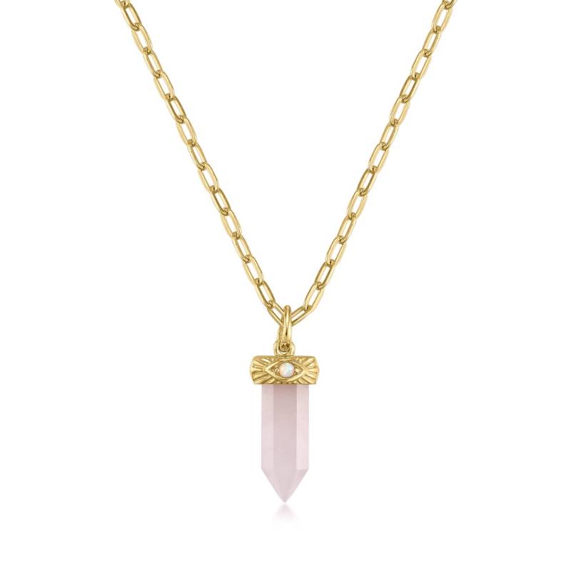 Rose Quartz Necklace With Evil Eye in 18K Gold Vermeil Over Recycled 925 Sterling Silver Rose Quartz Necklace With Evil Eye in 18K Gold Vermeil Over Recycled 925 Sterling Silver von StarbornJewelryShop