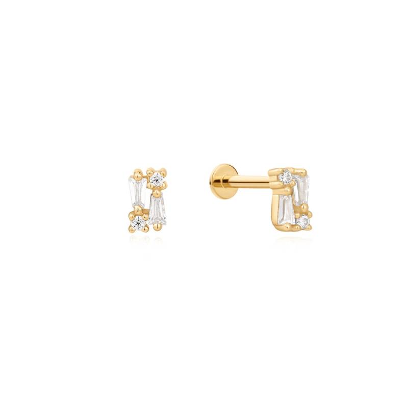 Tapered Baguette Flat Back Piercing - 18K Gold Vermeil Cartilage | Comfortable & Secure Design Hypoallergenic Ear Stud von StarbornJewelryShop