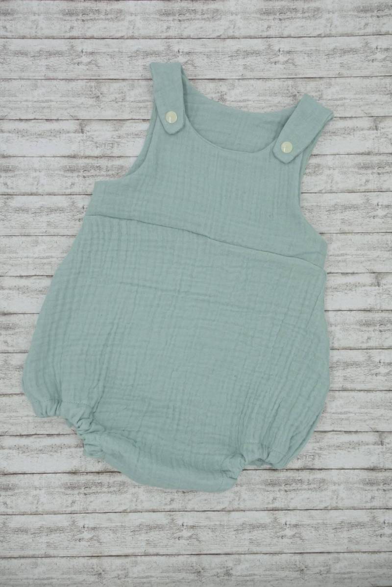 Sommerstrampler - Mintfarben Aus Musselin Mint Romper Sommer Strampler Kurz Latzhose Jumpsuit von StarckeAnna