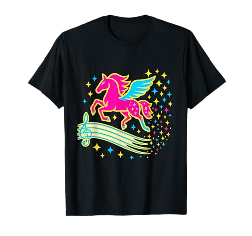 Magentafarbene Melodie Pegasus für Kinder und Schulkindermusiker T-Shirt Magentafarbene Melodie Pegasus für Kinder und Schulkindermusiker T-Shirt von Stardust Kids Studio Music Art for Children Family