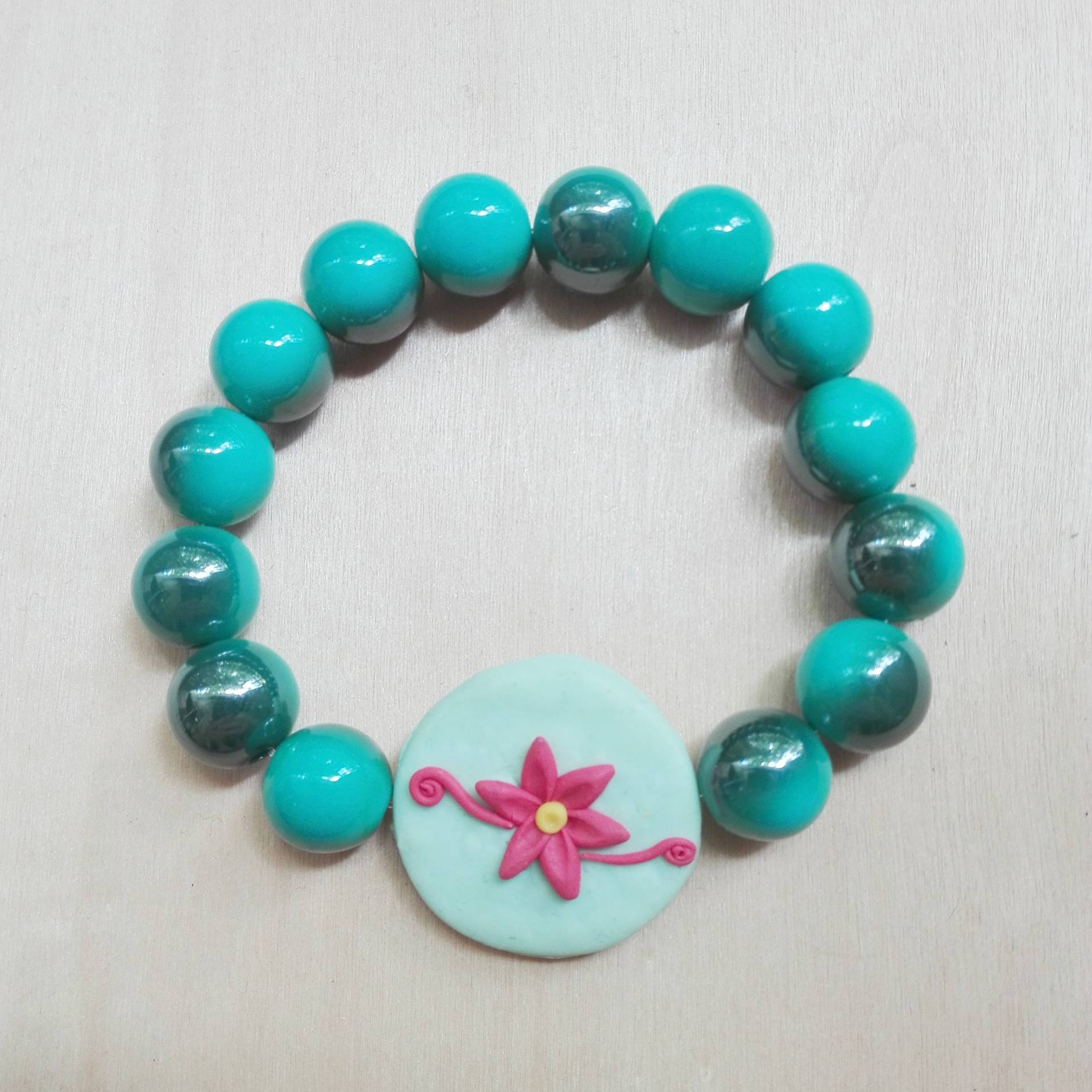Perlen Armband, Sommer Blumen Mint Grün Polymer Ton Blüte Armband Perlen Armband, Sommer Blumen Mint Grün Polymer Ton Blüte Armband von StardustTreasury