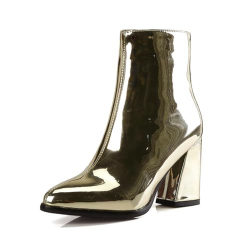 Starella Damen Chunky Blockabsatz Go-Go-Stiefel Kostüme Weihnachten Party Tanzstiefel, Gold (Gold), 39.5 EU von Starella