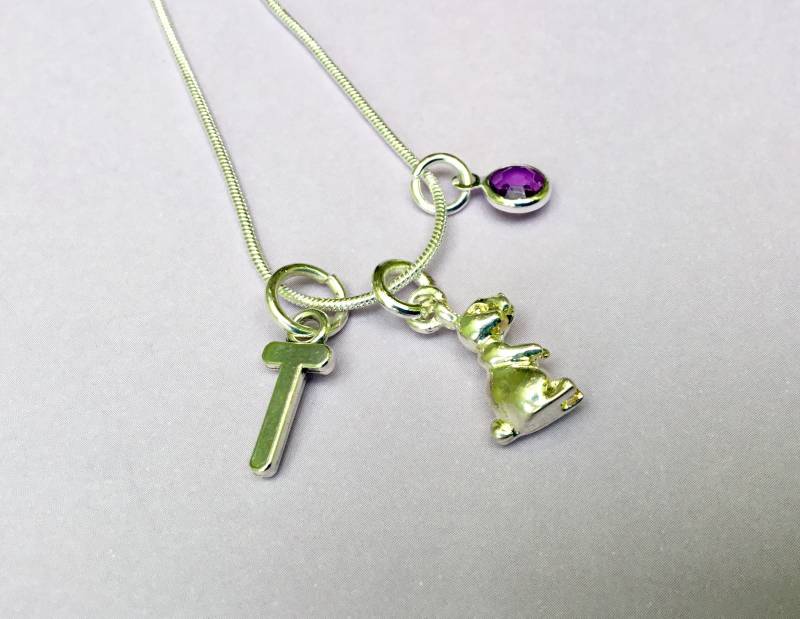 Kaninchen Halskette Geburtsstein Anhänger Ostern Charme Geschenk Personalisierte Erste Schmuck Kaninchen Halskette Geburtsstein Anhänger Ostern Charme Geschenk Personalisierte Erste Schmuck von StarfishWishesStudio
