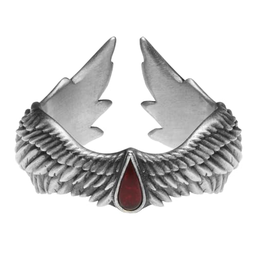 Starforged Warhammer 40 K Blutengel der große Engelsflügel Ring von Sanguinius Sterling Silber Schmuck, Metall, Erstellter Granat von Starforged