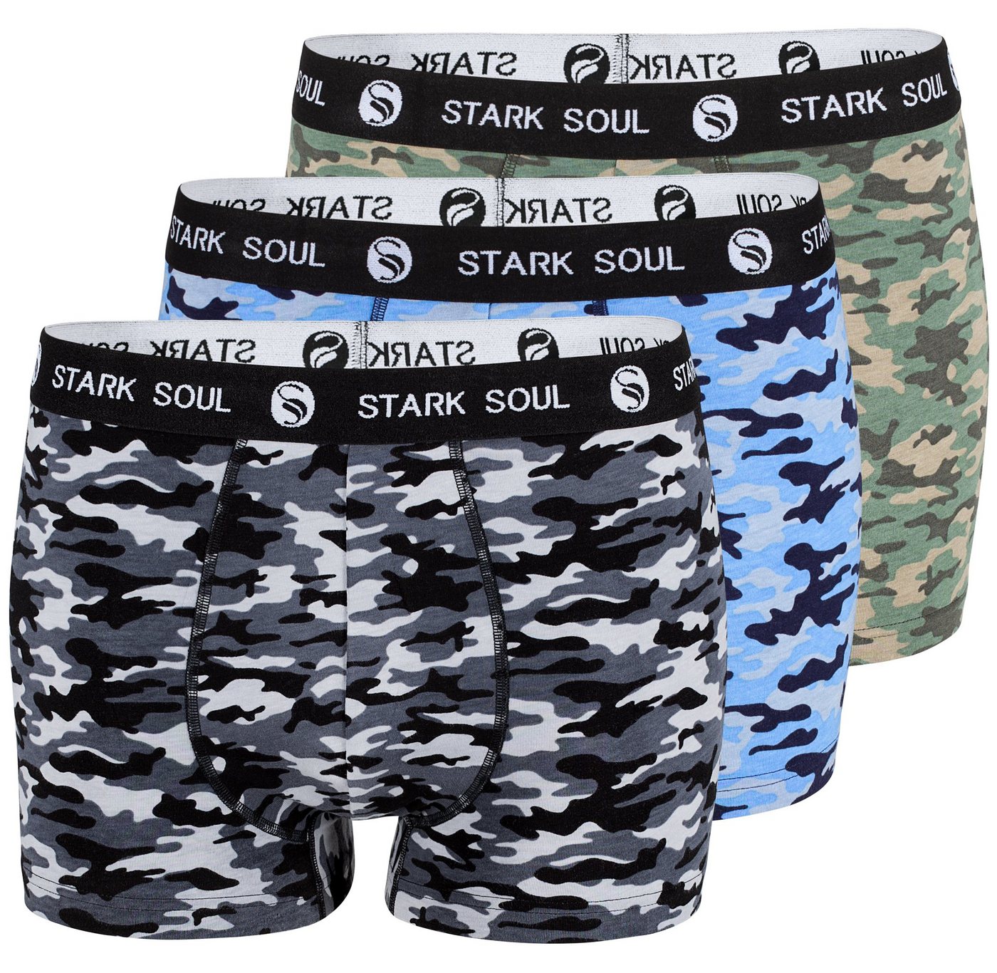 Stark Soul® Boxershorts Boxershorts Herren, Camouflage, 3'er Pack, Retroshorts, Hipster, Unterhosen 3er-Pack von Stark Soul®