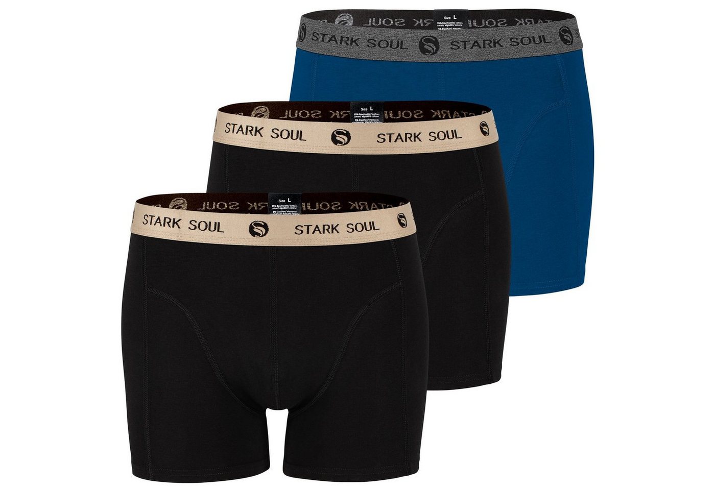 Stark Soul® Boxershorts Herren Boxershorts, 3er Pack, Retroshorts, Trunks - weiche Baumwolle 3er-Pack von Stark Soul®