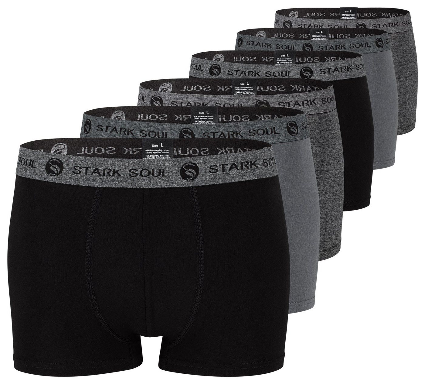 Stark Soul® Boxershorts Herren Boxershorts, Hipster im 6er Pack, Baumwoll-Unterhosen 6er-Pack von Stark Soul®