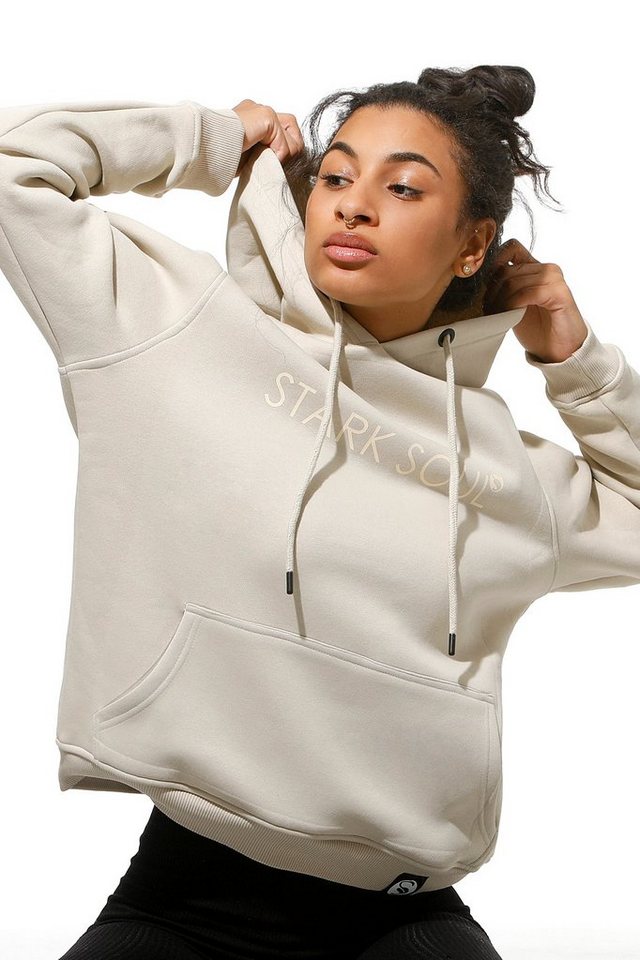 Stark Soul® Hoodie Hoodie mit Ton-in-Ton-Print - Kapuzenpullover - innen angeraut mit Kapuze, Kängurutasche und Markenprint von Stark Soul®